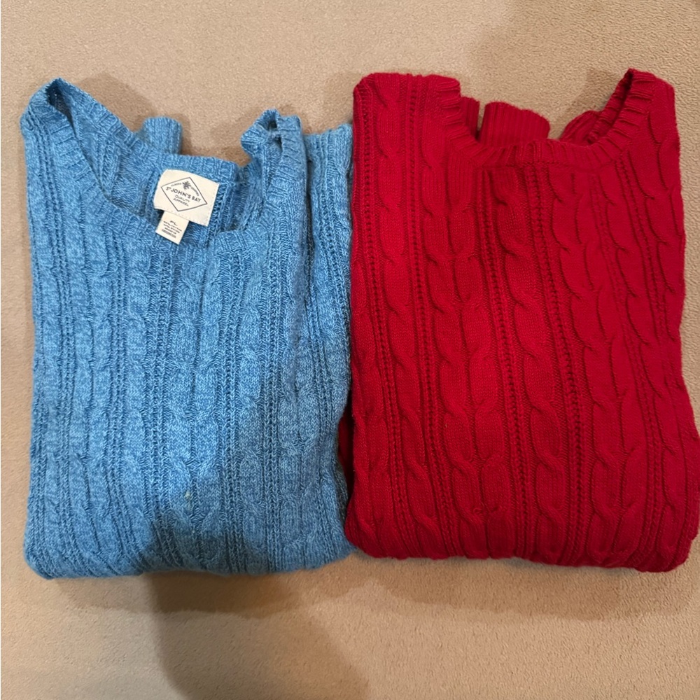 St. John's Bay Cable Knit Sweater Set - Blue and Red